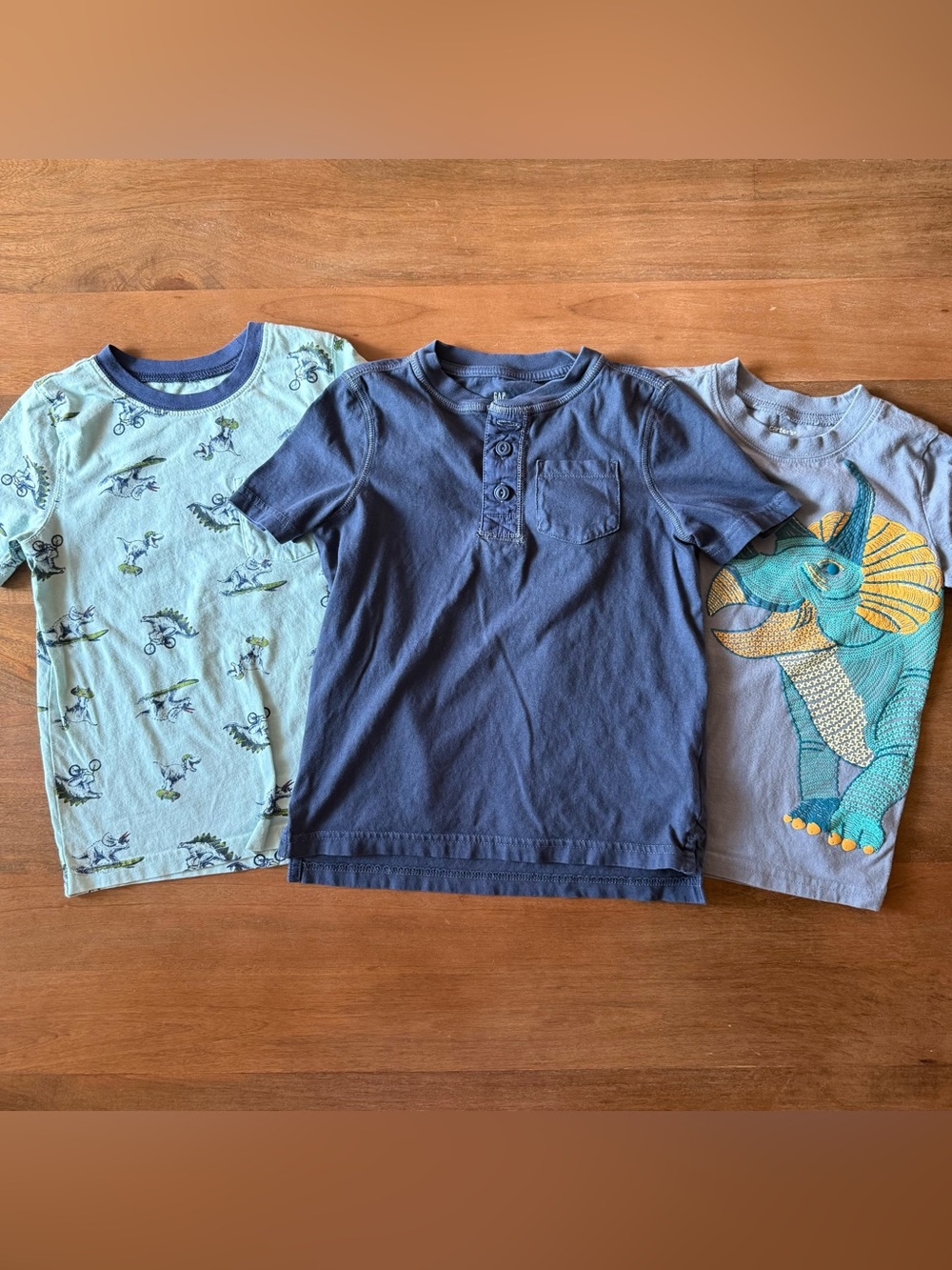 💥2/$20 Boys Short Sleeve Henley Tee with Dino Tees Set 5T lot